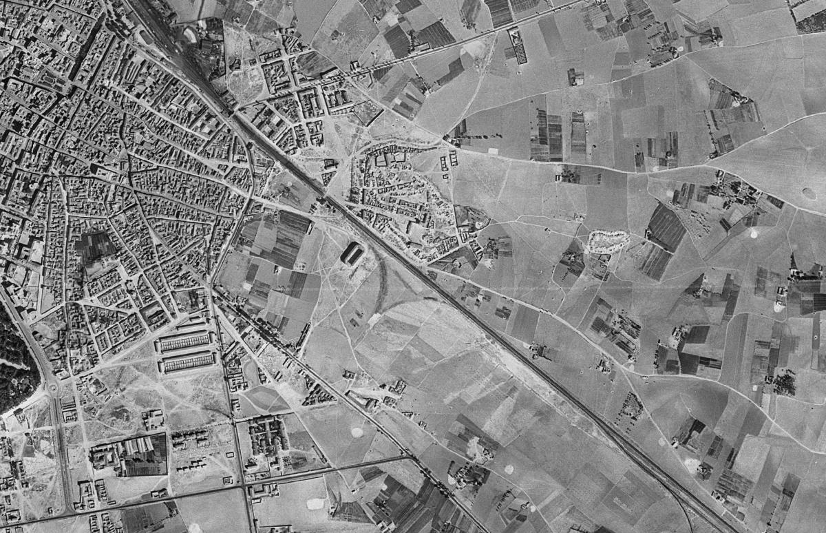 La misma zona en la foto aérea de 1956