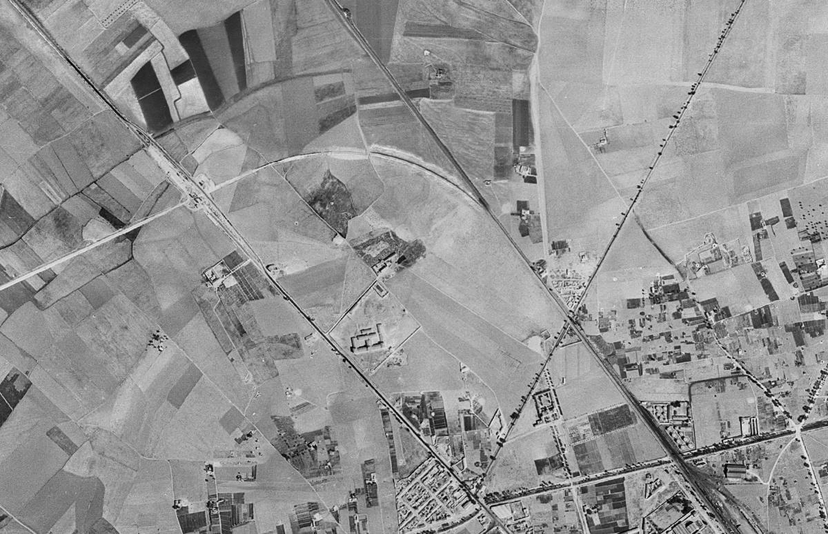 La misma zona en la foto aérea de 1956