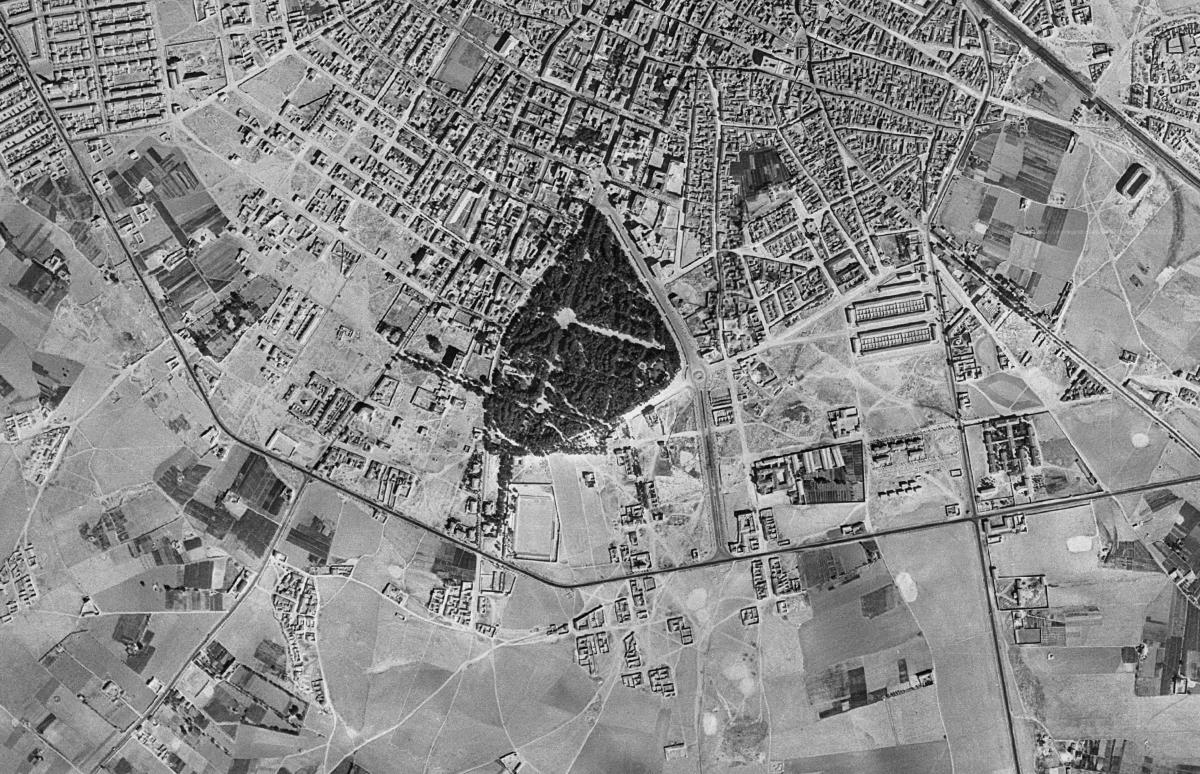La misma zona en la foto aérea de 1956
