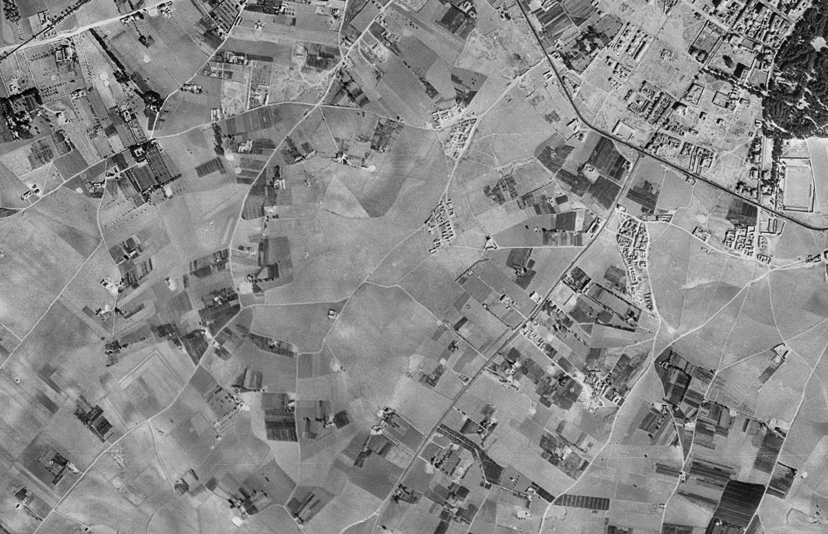 La misma zona en la foto aérea de 1956