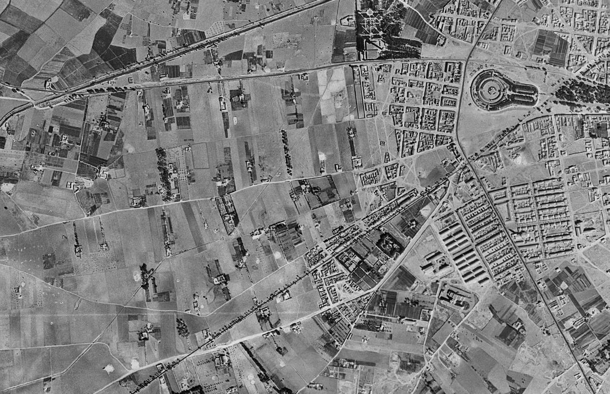 La misma zona en la foto aérea de 1956